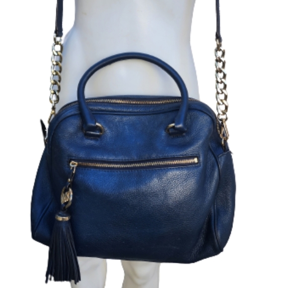Michael Michael Kors blue leather satchel crossbody‎ - Picture 1 of 16